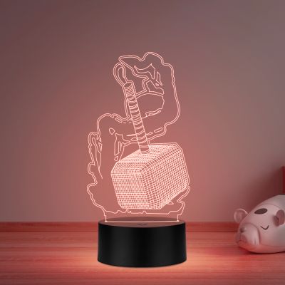 D Illusion thor259 Hammer Acrylic Table lamp Multicolored Light